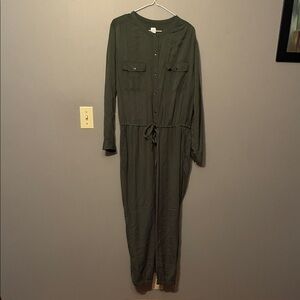 GAP Dark Green Women's Jumpsuit with Elastic Waistband and Pockets